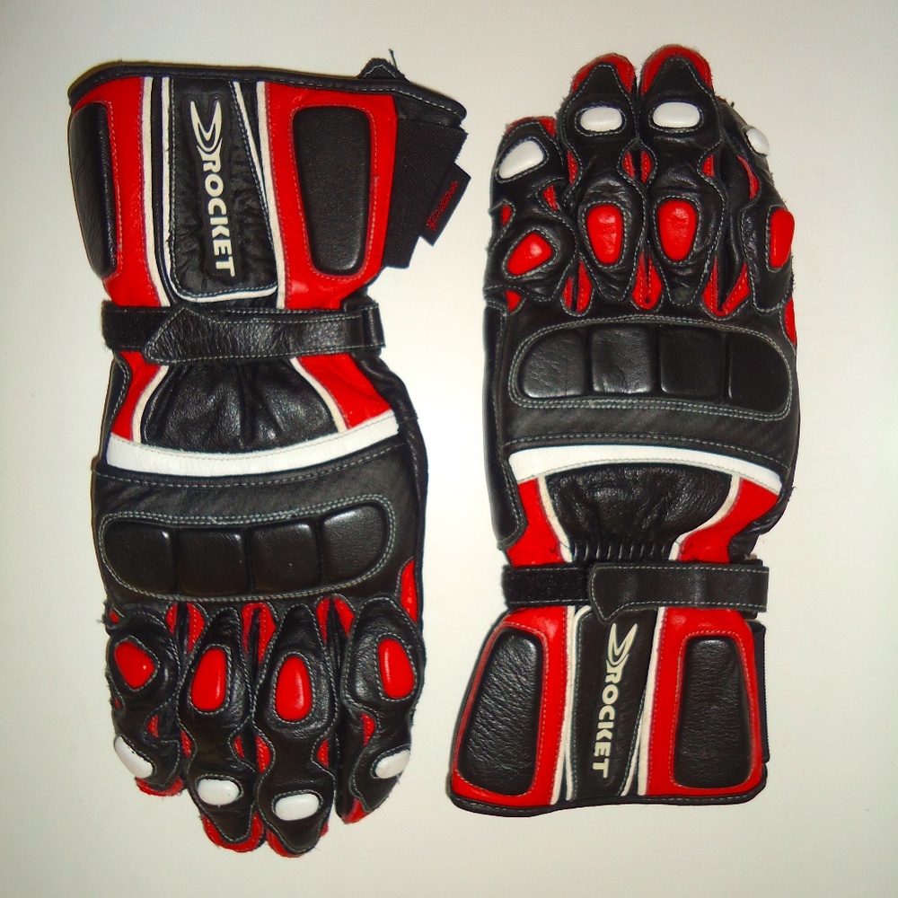 ROCKET Men's Leather Red Black White Gloves 80% Cowhide 20% Goatskin Leather